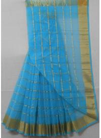 Single color cotton zari saree