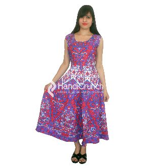 Indian Printed Ethnic Cotton Long Evening Gown