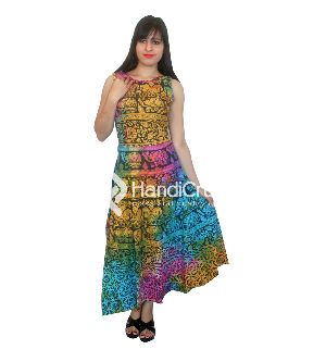 Multicolor Rajasthani Printed Long Evening Gown Dress