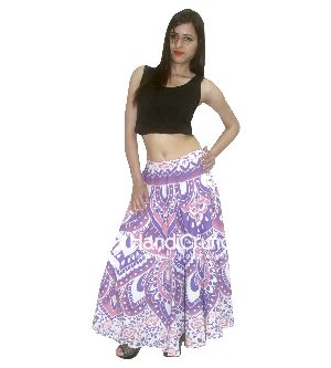 Beautiful purple mandala printed rapron skirt