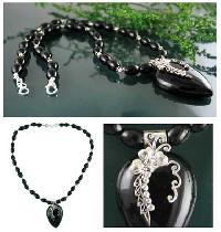 Silver Black Onyx Necklace