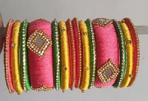 Silk Thread Multicolor Bangle Set