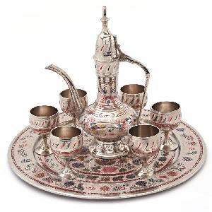 Little India Pure Brass Antique Royal Handicraft Wine Set