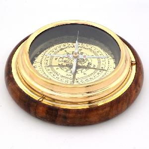 Little India Wood n Brass Real Nautical Compass Handicraft