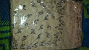 Ladies Almond Back Ground Black Flower Stole