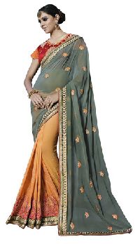 Shaily Grey Georgette Saree with Embroidery