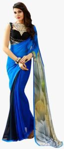 Shaily Women Georgette Hand Printed Saree