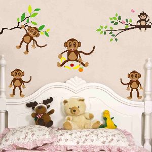 Decor Kafe Playing Monkeys Wall Sticker