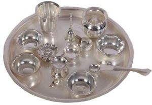 silver plated pooja thali