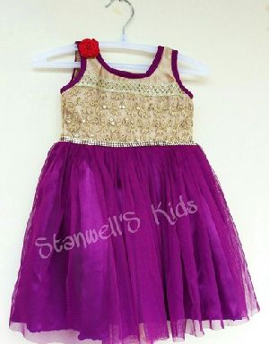 Girls Violet & Golden Frock