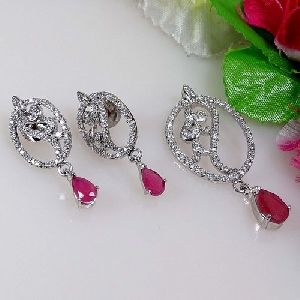 Silver Plated Diamond Earrings