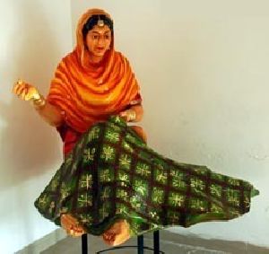 Punjabi Girl Embroidery Fulkari Fiber Glass Statue