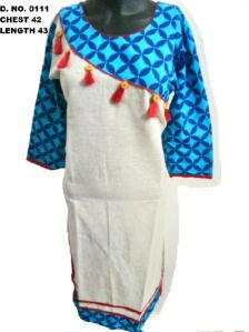 White Blue Ladies Kurtis