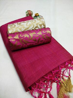 tussar silk sarees with double blouse