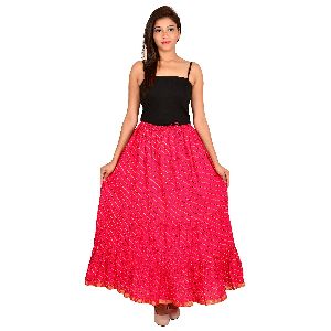 Rajasthani Leheriya Block Print Long Skirt