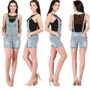 Ladies Short Denim Dungaree