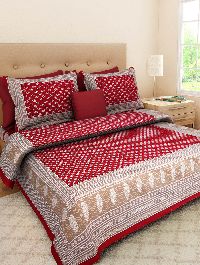 Red Colour Paisley Printed Pure Cotton Double Bedsheet