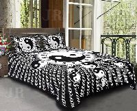 Traditional Print Black White Double King Bedsheet