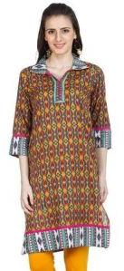 Zovi Multi Colored Printed Collar Kurti