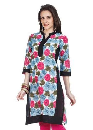 Zovi Pink Floral Printed Kurti