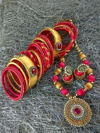 Silk Thread Necklace with Bangles