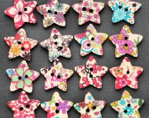 Star Shaped Printed Buttons