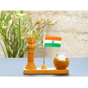 Wooden Ashoka Pillar with Attractive Clock