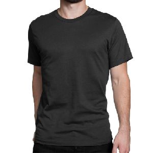 Mens Black Round Neck Plain T-Shirts