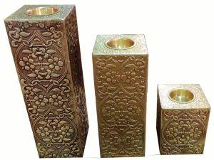 wooden brass candle stand Set