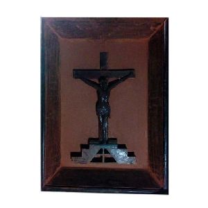 Wooden Cross Jesus Statue
