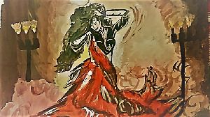 dancing aficionadoin red painting