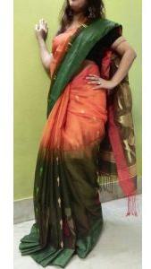 Green and Orange Handloom Dhakai Sarees