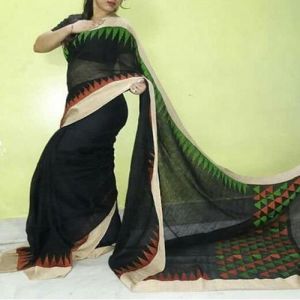 Black Jamdani Linen Sarees