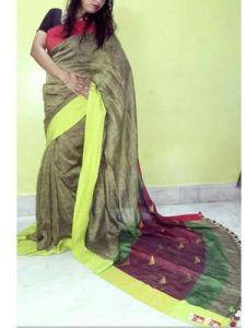 Multi Colored Jamdani Linen Sarees