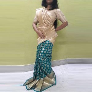 Green and Cream Opara Silk Sarees