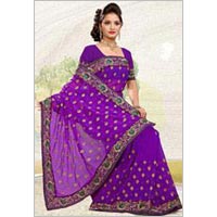 Purple Faux Chiffon Saree