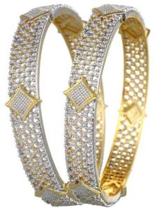 Penny Jewels Antique Golden Alloy American diamonds Bangle Set