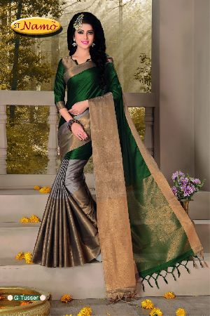 green gry silk saree