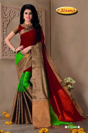 red green silk saree