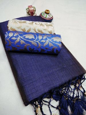 Silk Saree With Heavy 2 Pcs Brocket