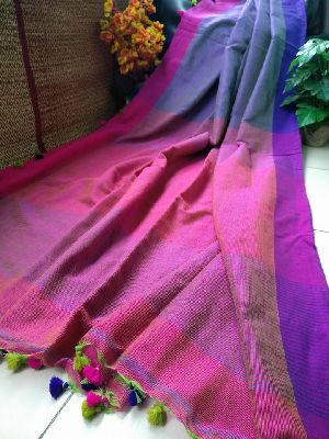 soft handloom cotton dual tone sarees