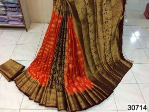 contrast blouse tussar silk sarees