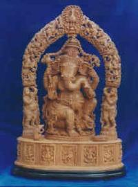 Sandalwood Ganesha with Prabha - Seated