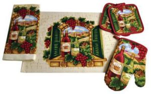 Wine Printed Kitchen Set