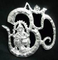 White Metal Wall Hanging Om Ganesh