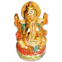 Wooden God Statue (wooden Sitting Ganesha)