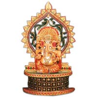 Wooden Sitting Sinhasan Ganesha