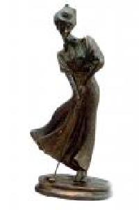 Brass Statue of Lady playing Golf