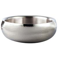 Stainless steel hammered double wall serving bowl