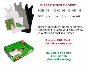 VESTs Mens WHITE Classic Rib